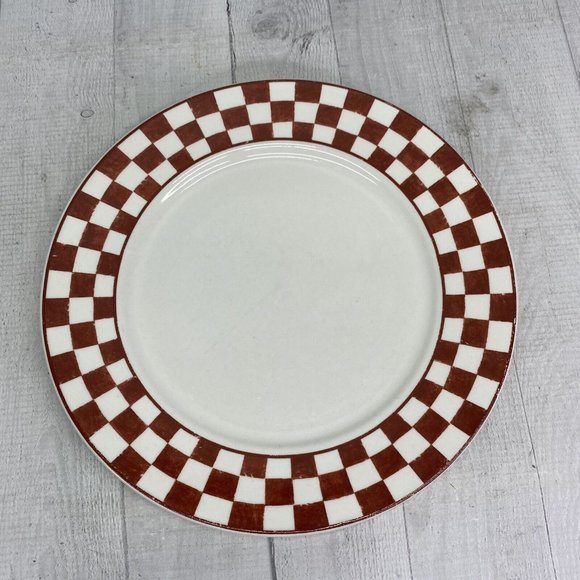 Home Trends Dining Home Trends Farm Fresh White Red Checker Border Stoneware Dinner Plates